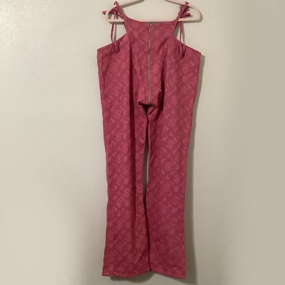 Namilia Pink Club Rave Festival McBling Monogram Denim Thong Pants Jeans XL - Picture 5 of 12